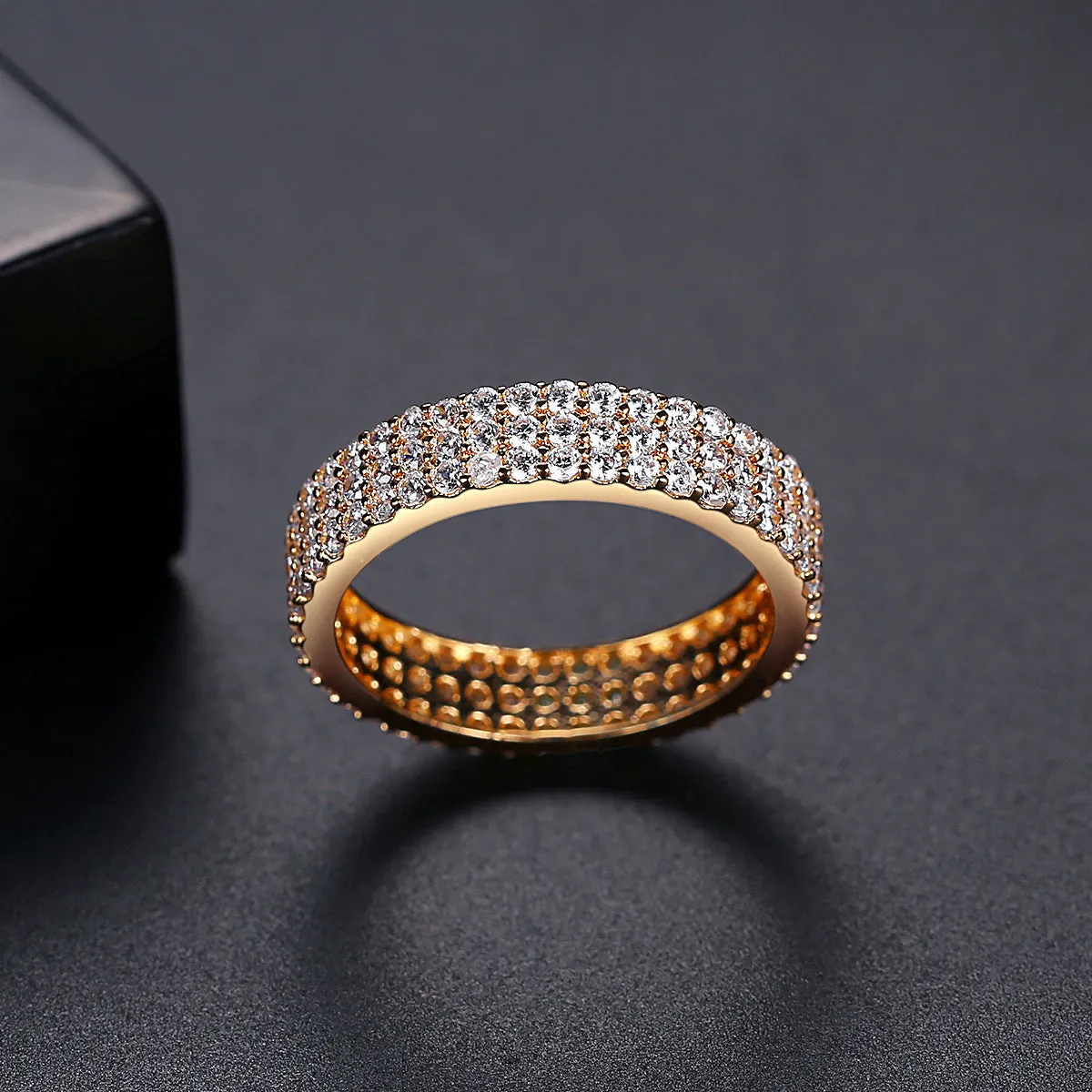 Cubic Zirconia & 18K Gold-Plated Pavé Band
