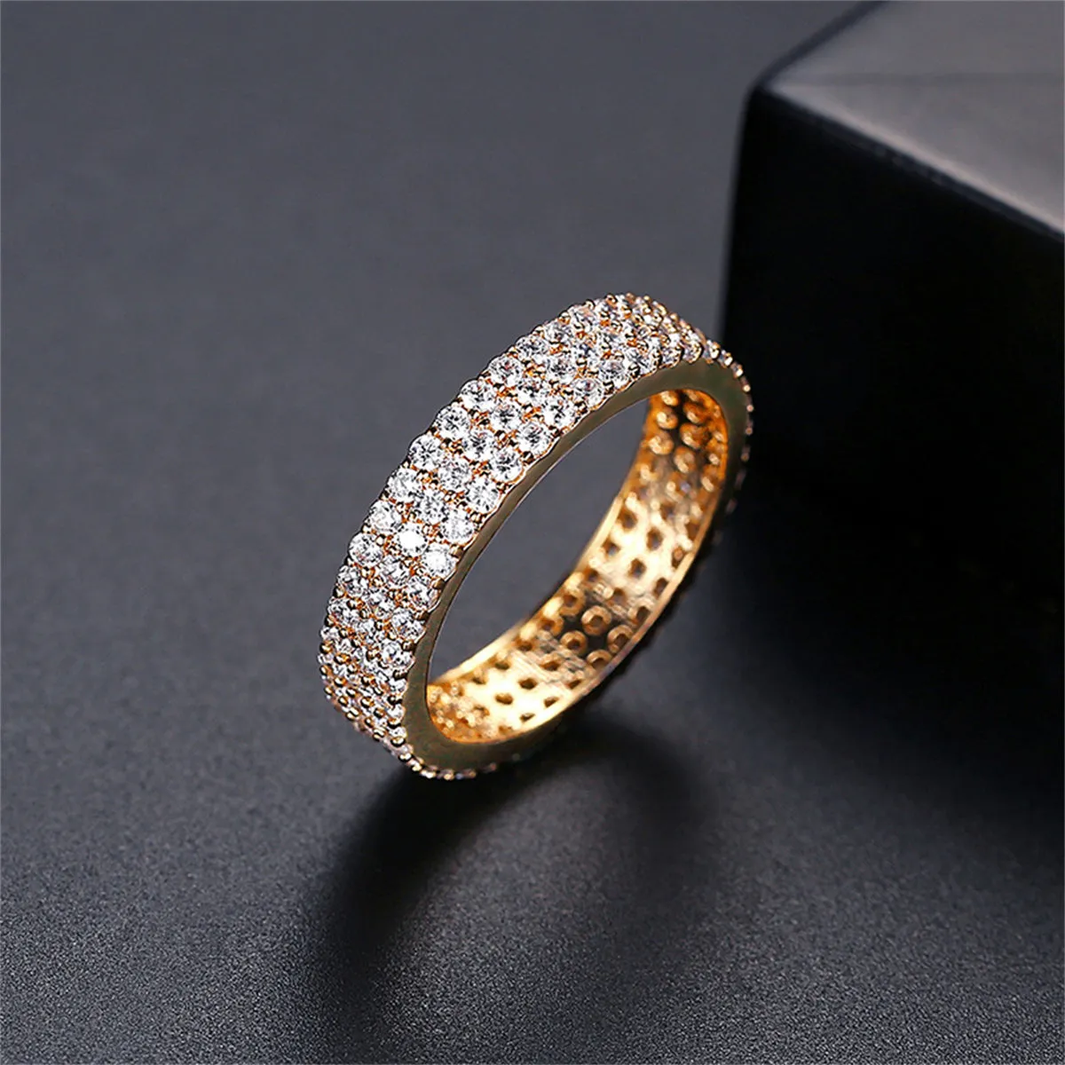 Cubic Zirconia & 18K Gold-Plated Pavé Band