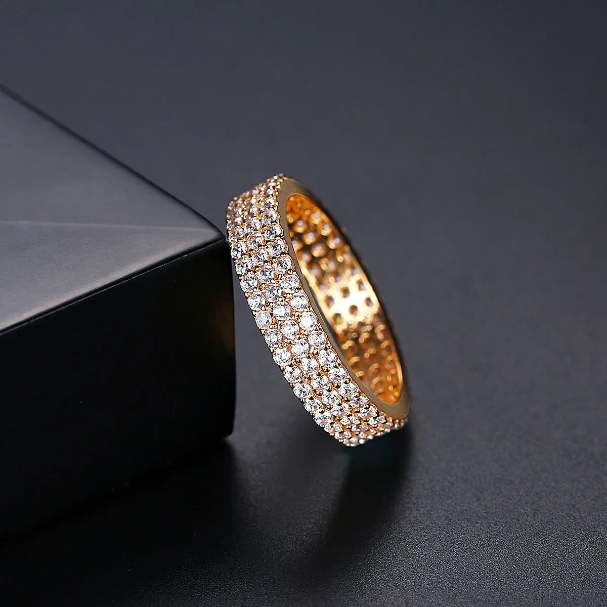 Cubic Zirconia & 18K Gold-Plated Pavé Band