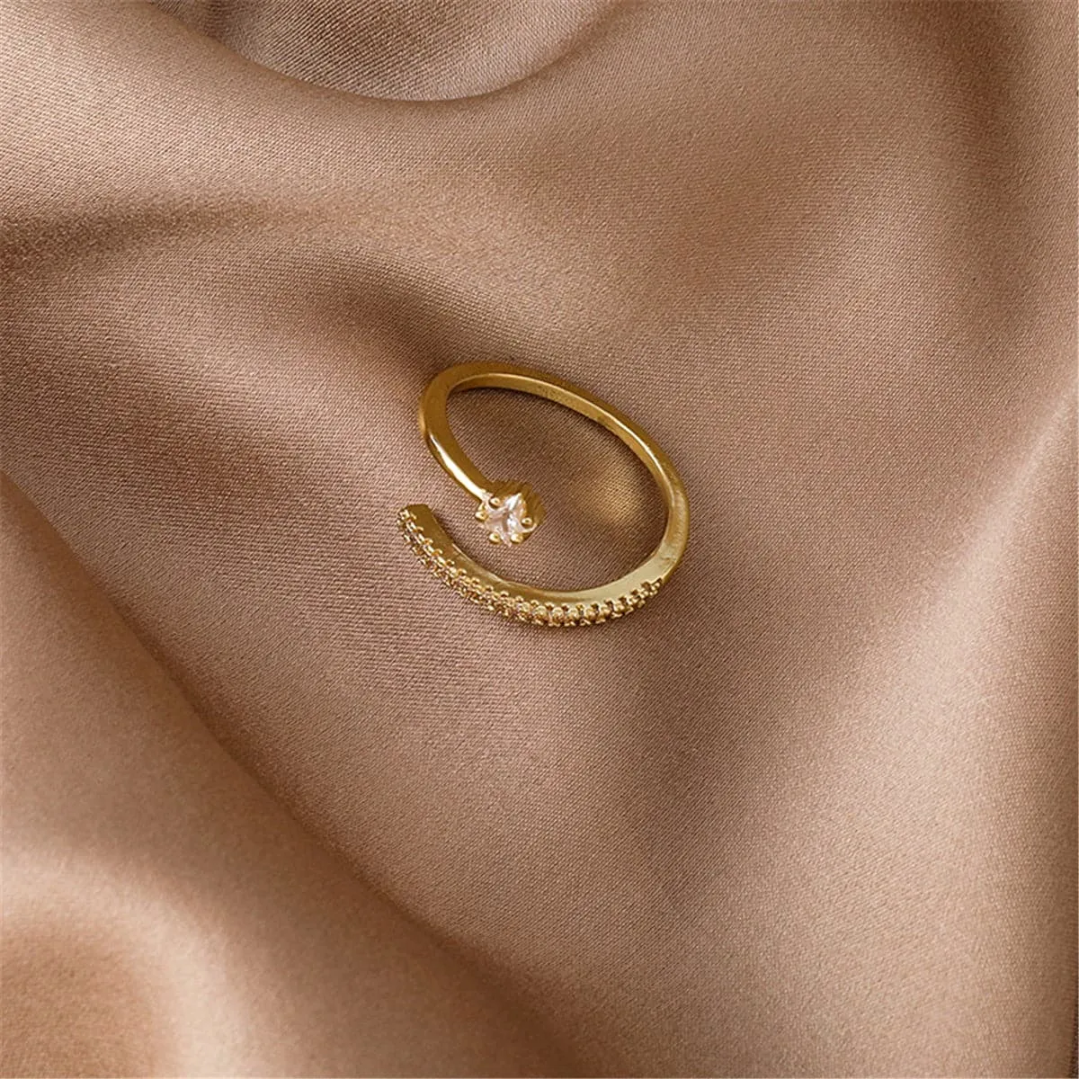 Cubic Zirconia & 18K Gold-Plated Star Ring