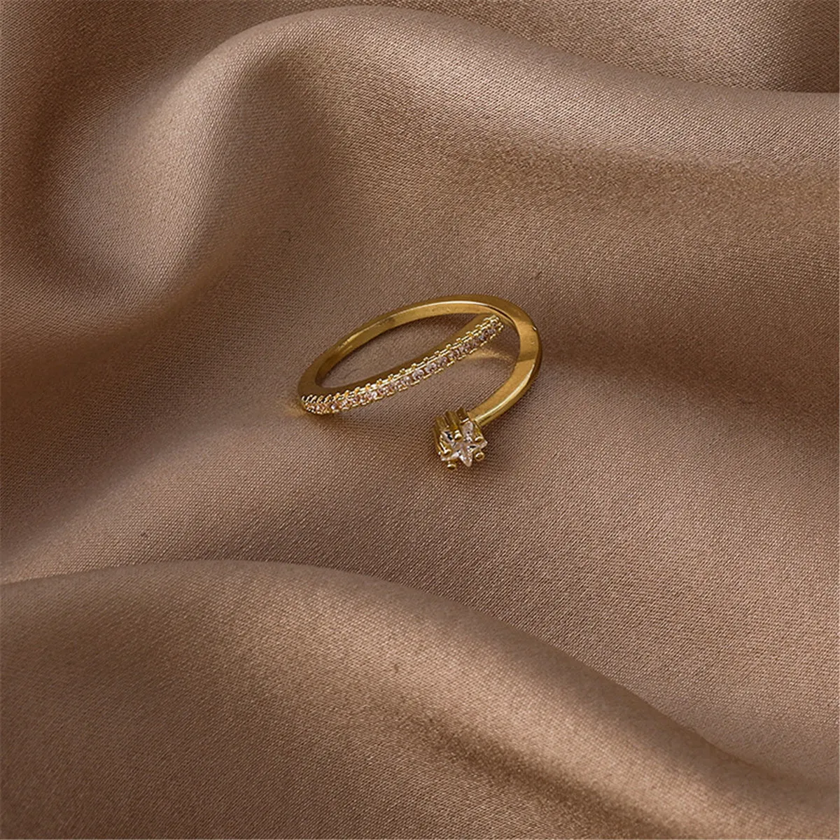 Cubic Zirconia & 18K Gold-Plated Star Ring