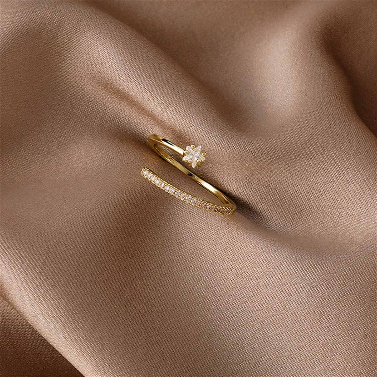 Cubic Zirconia & 18K Gold-Plated Star Ring