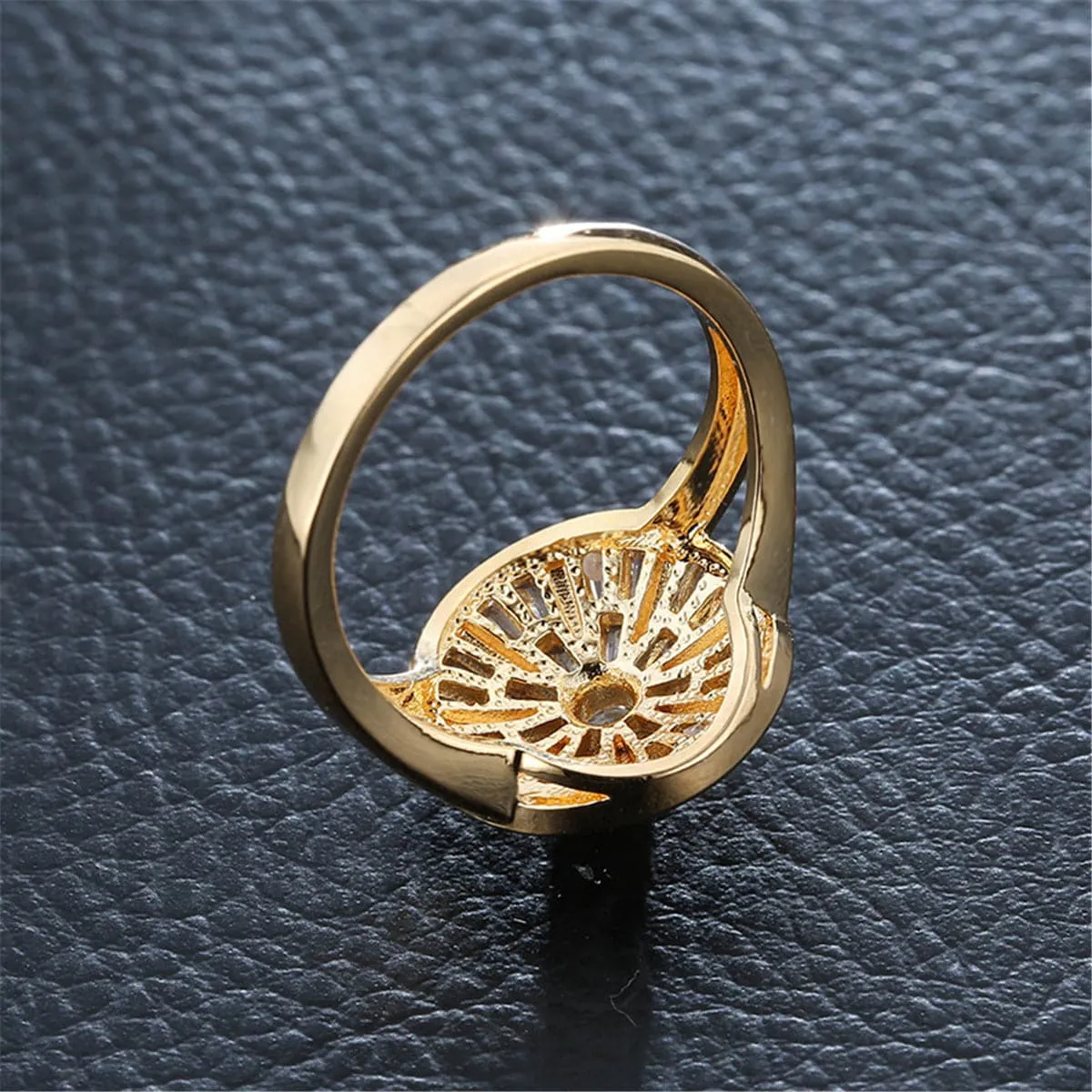 Cubic Zirconia & 18K Gold-Plated Sunflower Ring