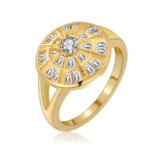 Cubic Zirconia & 18K Gold-Plated Sunflower Ring
