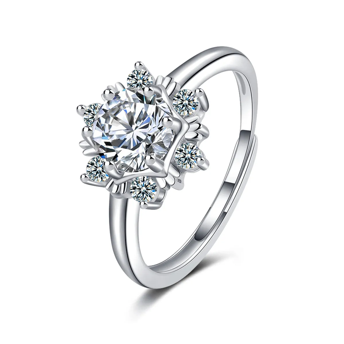 Cubic Zirconia & Crystal Snowflake Adjustable Ring