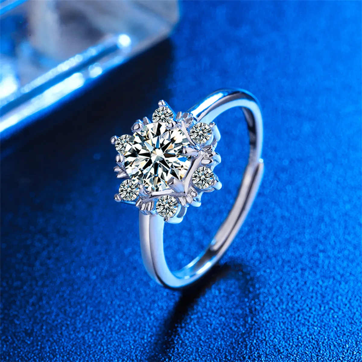 Cubic Zirconia & Crystal Snowflake Adjustable Ring