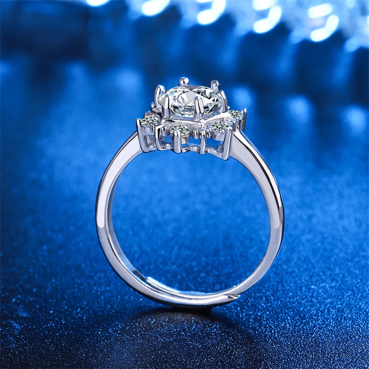 Cubic Zirconia & Crystal Snowflake Adjustable Ring