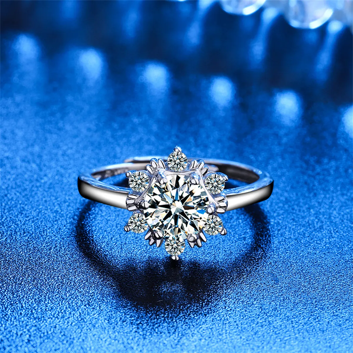 Cubic Zirconia & Crystal Snowflake Adjustable Ring