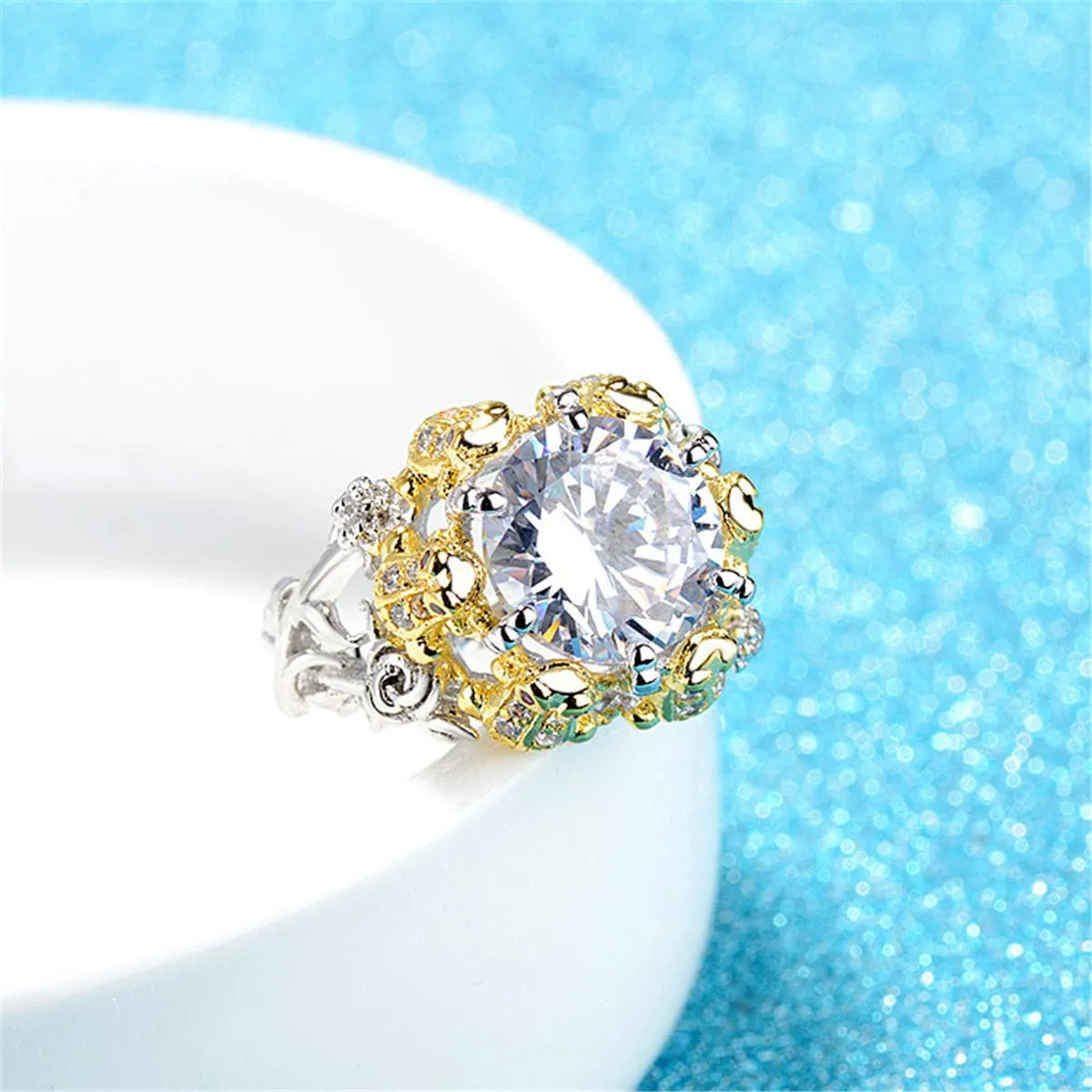 Cubic Zirconia & Crystal Two-Tone Frog Ring