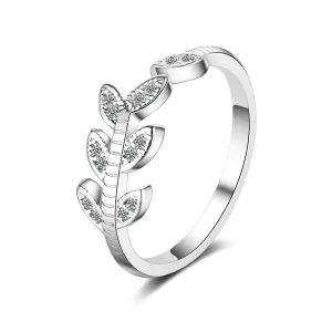 Cubic Zirconia & Silver-Plated Rattan Ring