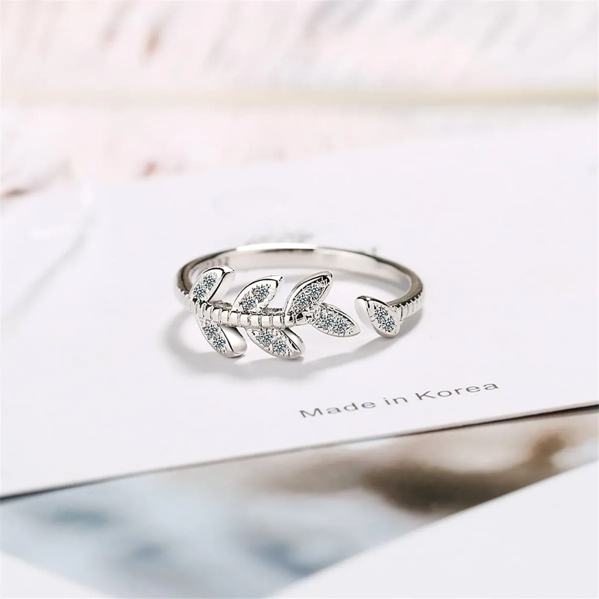 Cubic Zirconia & Silver-Plated Rattan Ring