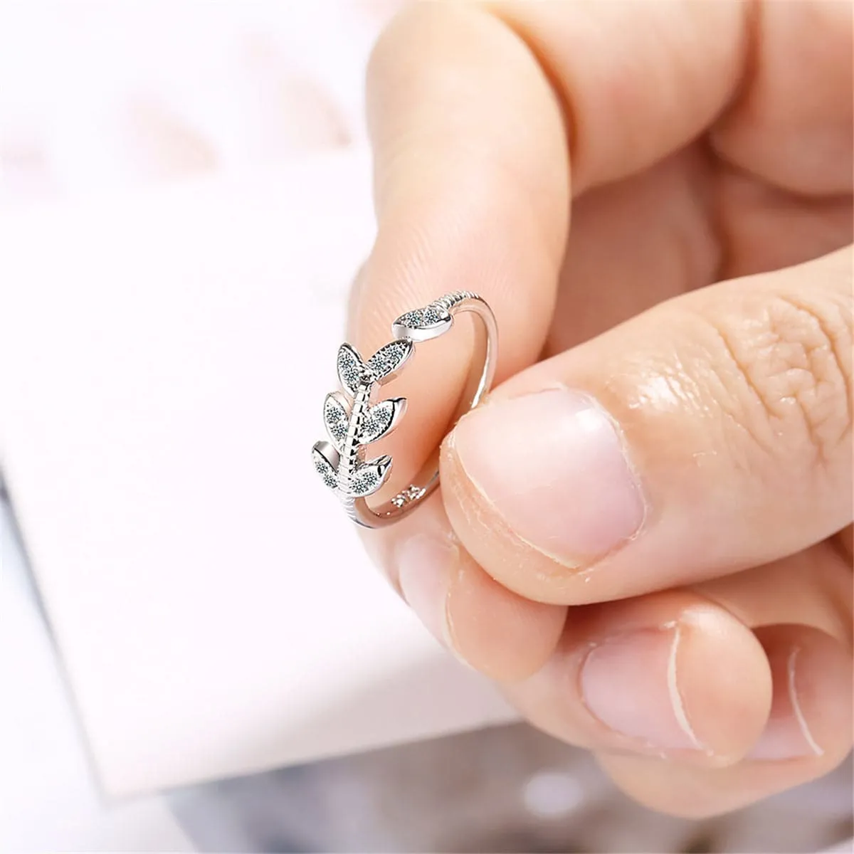 Cubic Zirconia & Silver-Plated Rattan Ring