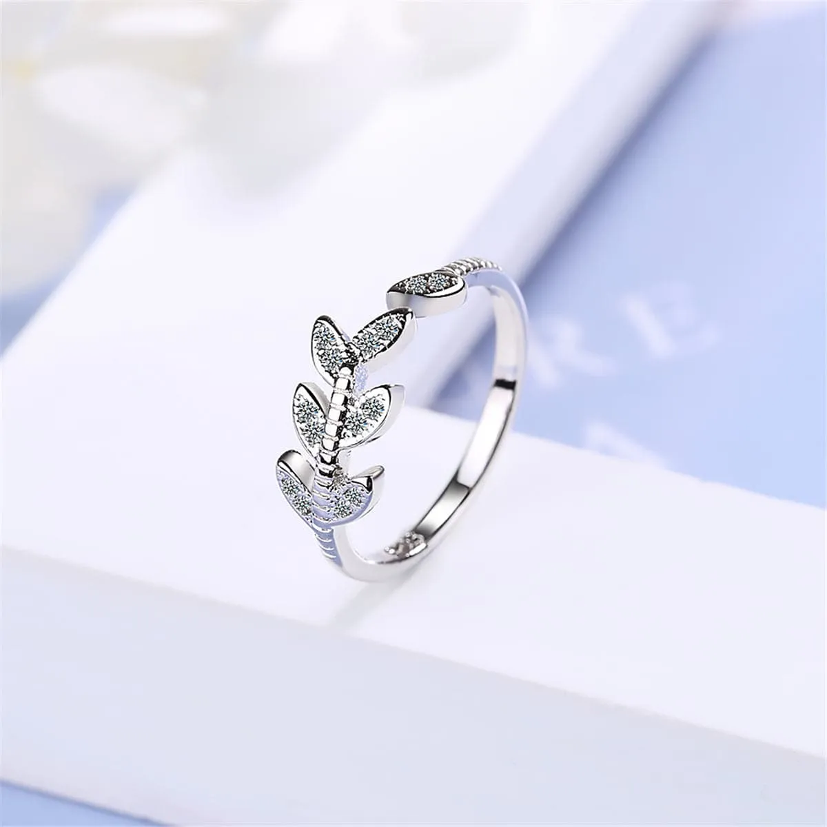 Cubic Zirconia & Silver-Plated Rattan Ring