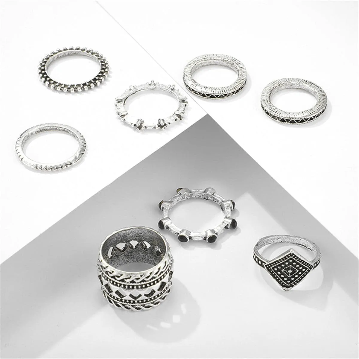 Cubic Zirconia & Silver-Plated Station Ring Set