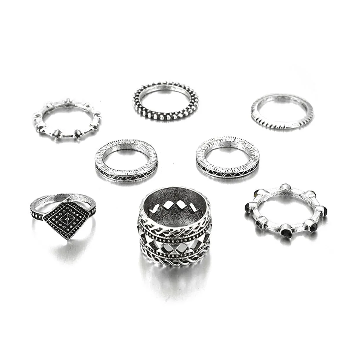 Cubic Zirconia & Silver-Plated Station Ring Set