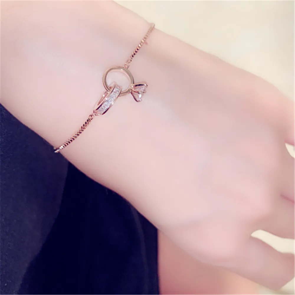 Cubic Zirconia Ring Chain Bracelets