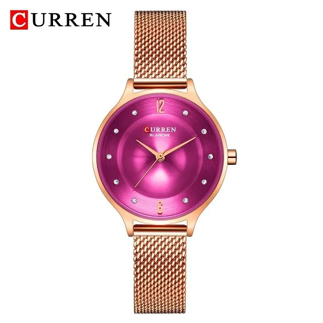 CURREN Exquisite Simple Ladies Watch Silver Stainless Steel Analog Quartz Watches Woman Top Brand Luxury Clock Relogio Feminino