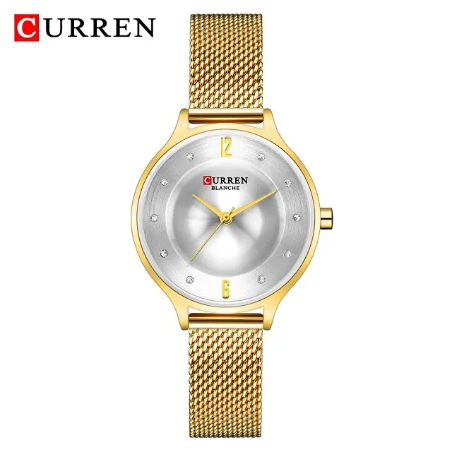 CURREN Exquisite Simple Ladies Watch Silver Stainless Steel Analog Quartz Watches Woman Top Brand Luxury Clock Relogio Feminino