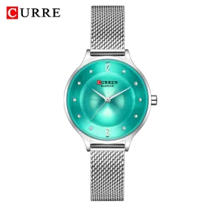 CURREN Exquisite Simple Ladies Watch Silver Stainless Steel Analog Quartz Watches Woman Top Brand Luxury Clock Relogio Feminino