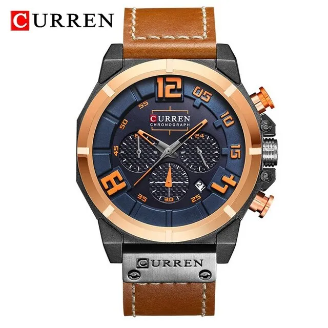 CURREN Fashion Casual Mens Watches Waterproof Military Sports Watch Men Leather Quartz Watches For Male Clock Relogio Masculino