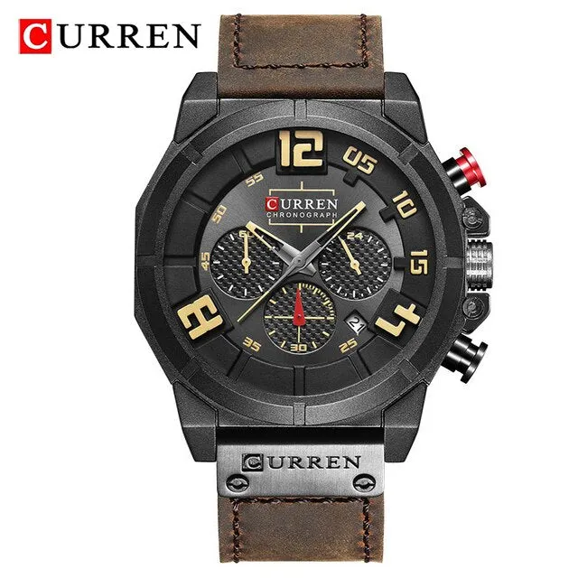 CURREN Fashion Casual Mens Watches Waterproof Military Sports Watch Men Leather Quartz Watches For Male Clock Relogio Masculino