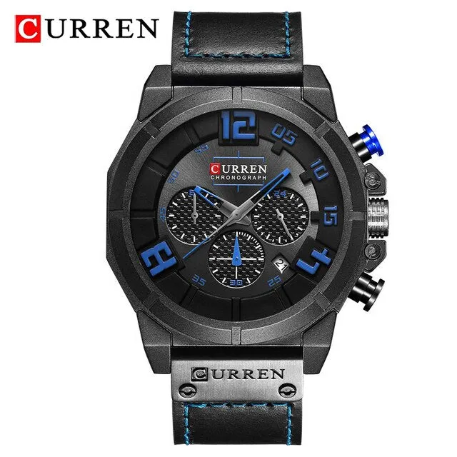 CURREN Fashion Casual Mens Watches Waterproof Military Sports Watch Men Leather Quartz Watches For Male Clock Relogio Masculino