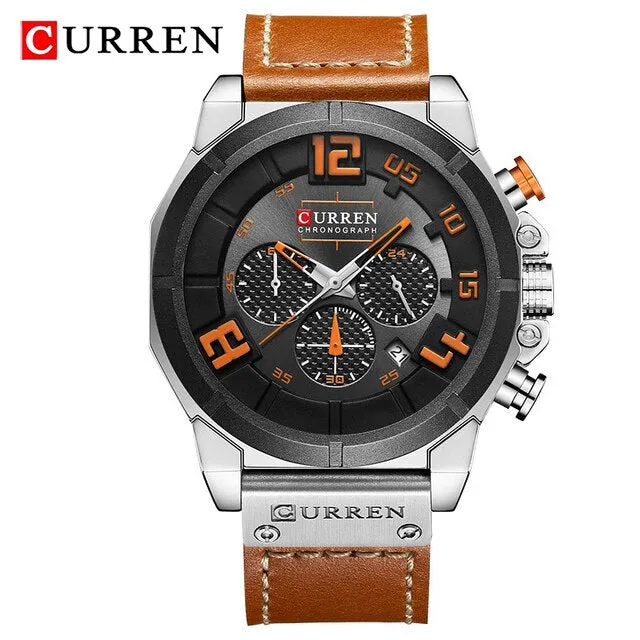 CURREN Fashion Casual Mens Watches Waterproof Military Sports Watch Men Leather Quartz Watches For Male Clock Relogio Masculino