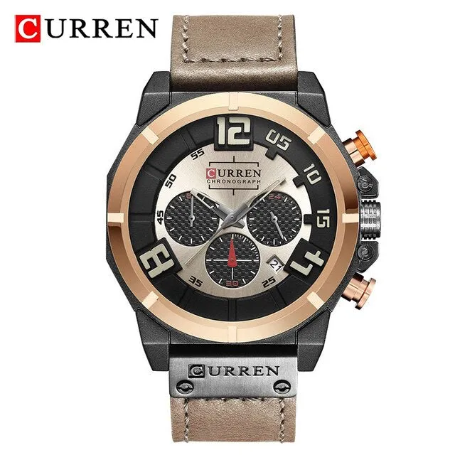 CURREN Fashion Casual Mens Watches Waterproof Military Sports Watch Men Leather Quartz Watches For Male Clock Relogio Masculino