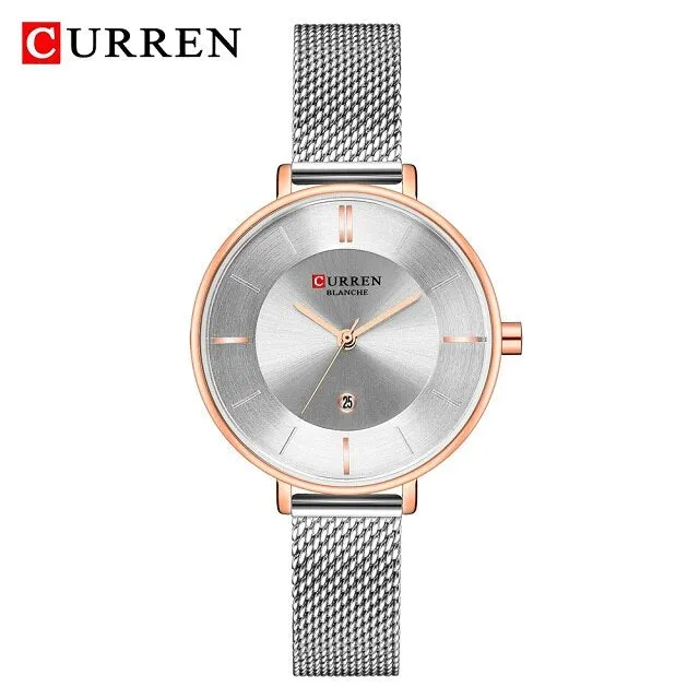 CURREN Fashion Ladies Watches Luxury Stainless Steel Mesh Strap Analog Quartz Watch Women Casual Female Clock Women‘s