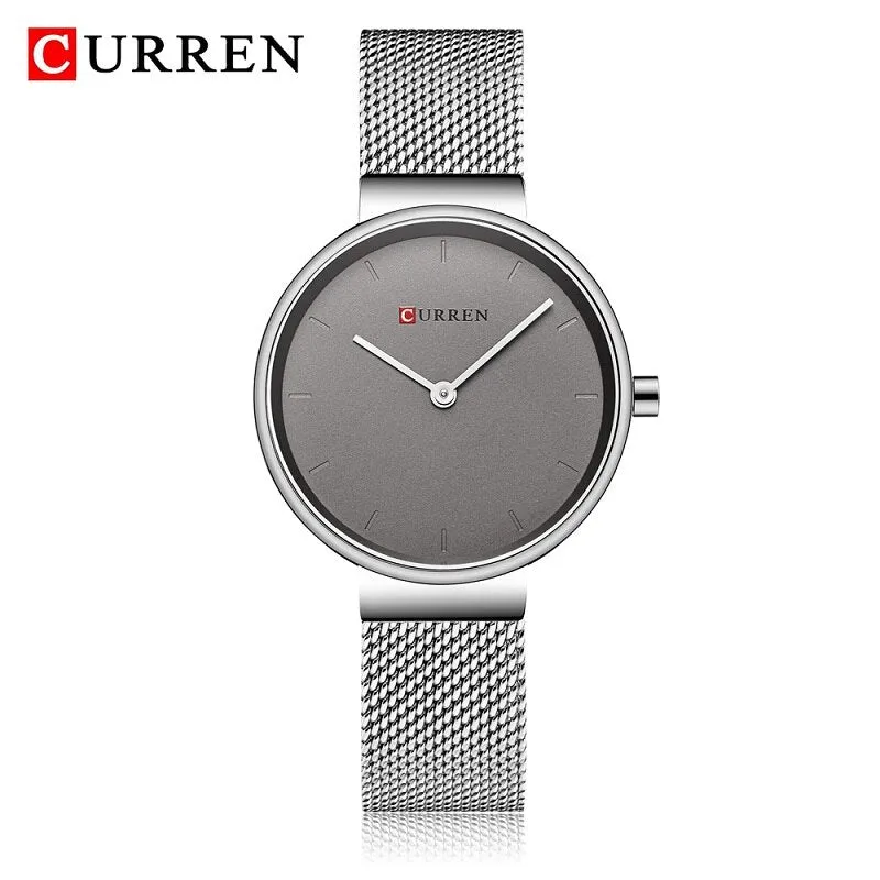 CURREN Ladies Watches Luxury Brand Stainless Steel Mesh Belt Quartz Watch Women Casual Fashion Blue Female Clock Montre Femme