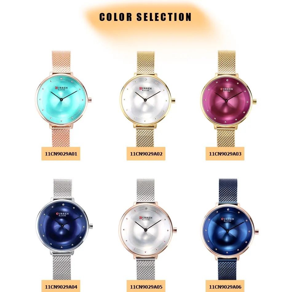 CURREN Luxury Women Casual Metal Mesh Watches Simplicity Ladies Analog Quartz Wrist Watch Top Brand Fashion Blue Female Clock