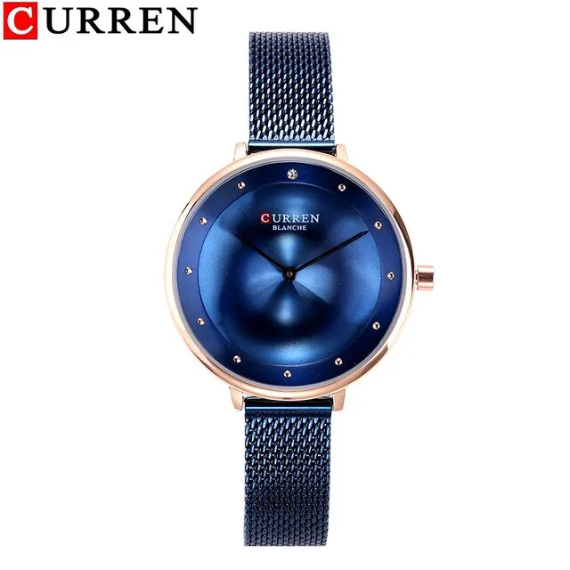 CURREN Luxury Women Casual Metal Mesh Watches Simplicity Ladies Analog Quartz Wrist Watch Top Brand Fashion Blue Female Clock