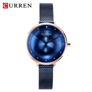 CURREN Luxury Women Casual Metal Mesh Watches Simplicity Ladies Analog Quartz Wrist Watch Top Brand Fashion Blue Female Clock