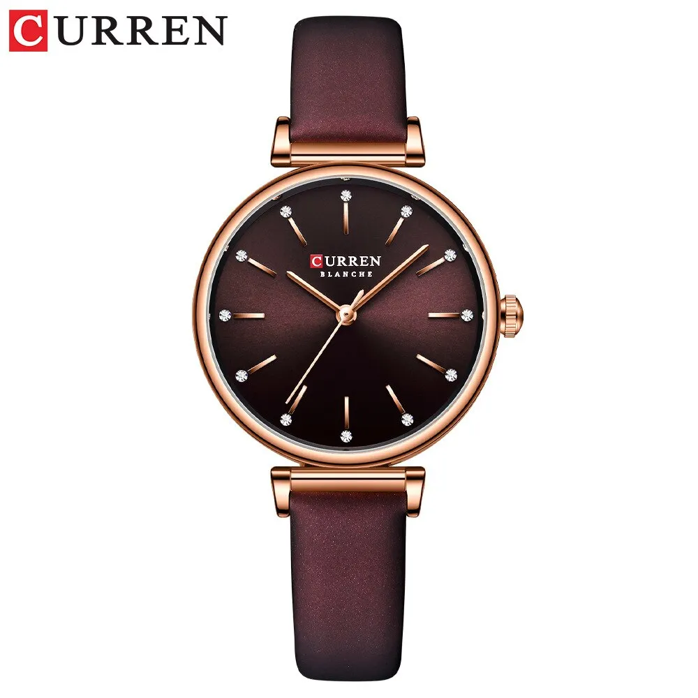 CURREN Luxury Women Watches Top Brand Casual Waterproof Leather Ladies Quartz Watch Fashion Ultra-thin Bracelet Wristwatch
