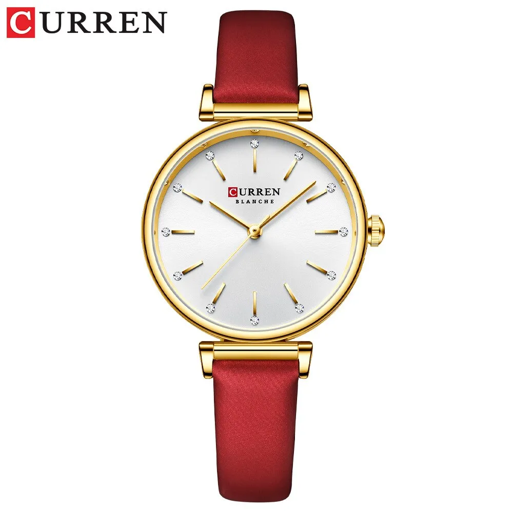 CURREN Luxury Women Watches Top Brand Casual Waterproof Leather Ladies Quartz Watch Fashion Ultra-thin Bracelet Wristwatch