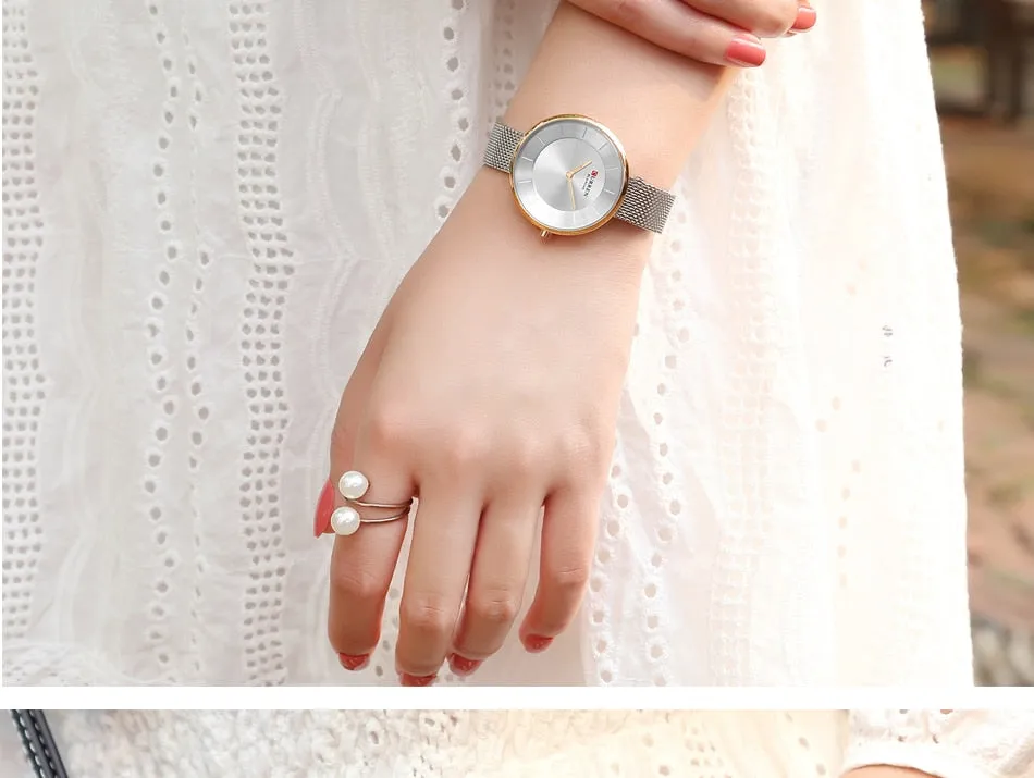 CURREN New Women Watches Top Brand Luxury Fashion Ladies Watch Quartz Stainless Steel Creative Woman WristWatch Relogio Feminino