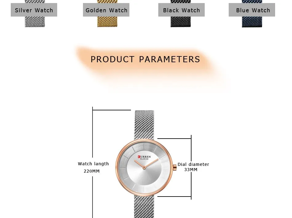 CURREN New Women Watches Top Brand Luxury Fashion Ladies Watch Quartz Stainless Steel Creative Woman WristWatch Relogio Feminino