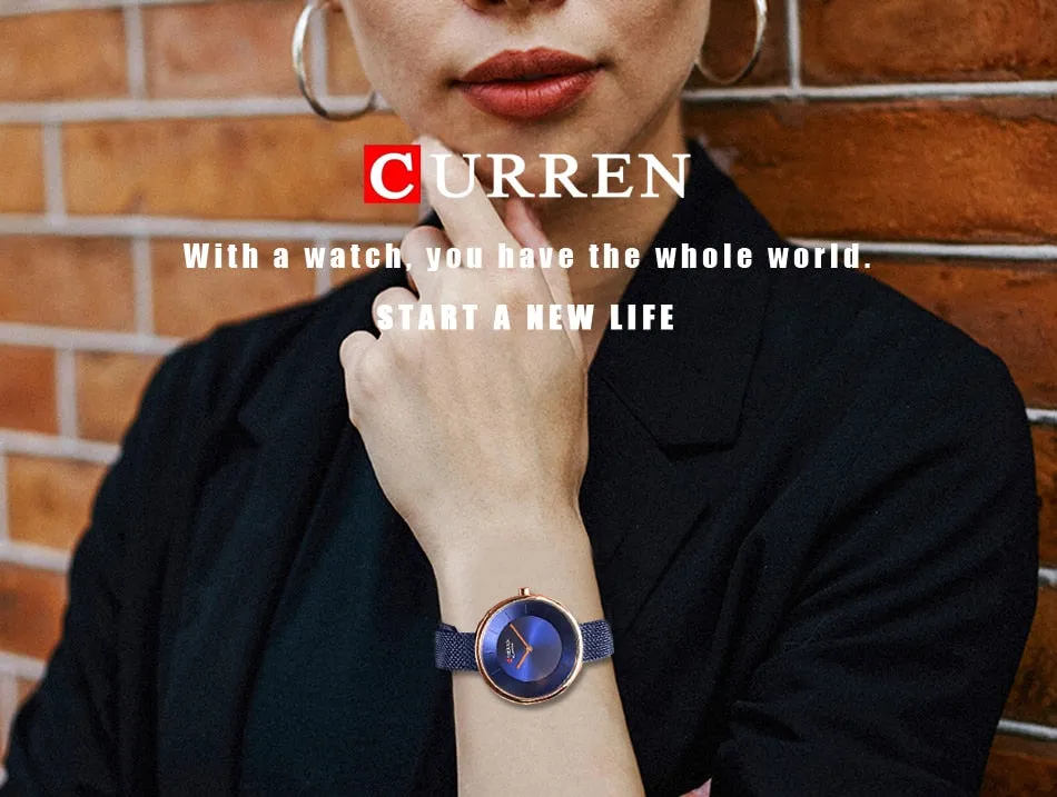 CURREN New Women Watches Top Brand Luxury Fashion Ladies Watch Quartz Stainless Steel Creative Woman WristWatch Relogio Feminino