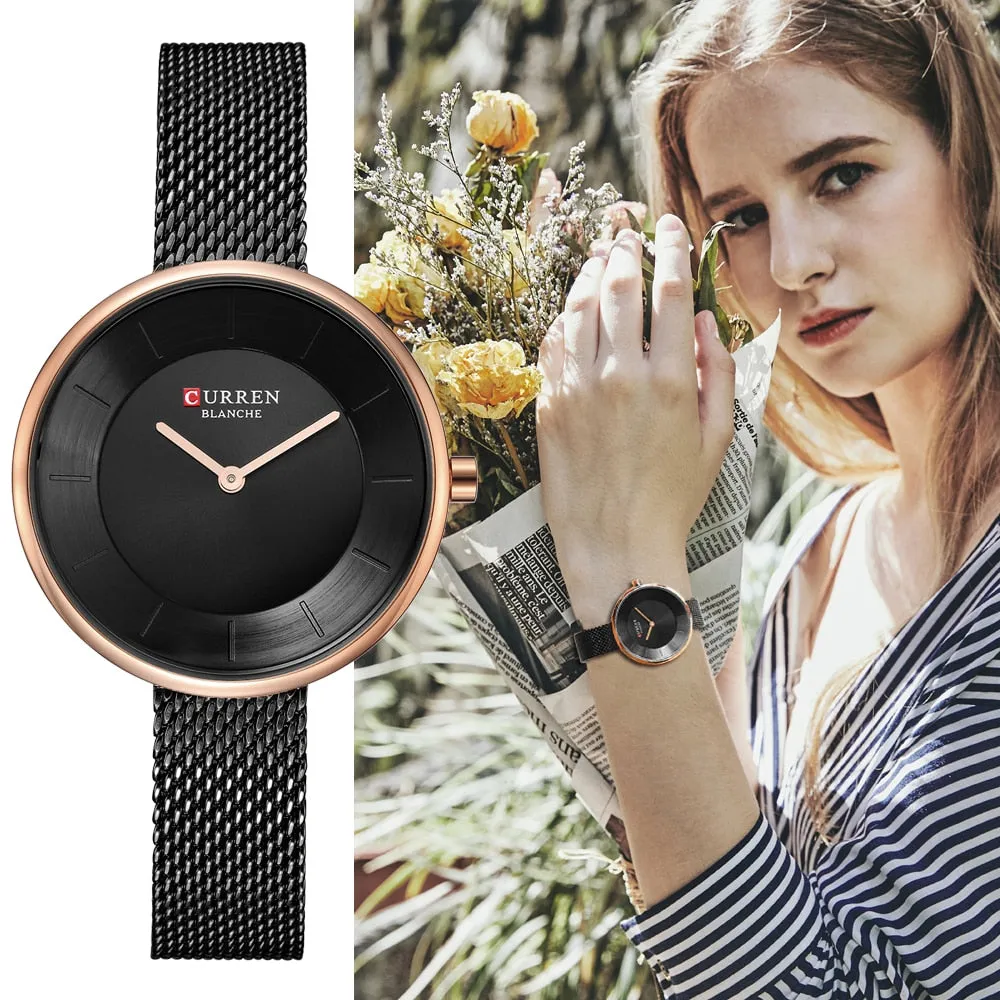 CURREN New Women Watches Top Brand Luxury Fashion Ladies Watch Quartz Stainless Steel Creative Woman WristWatch Relogio Feminino
