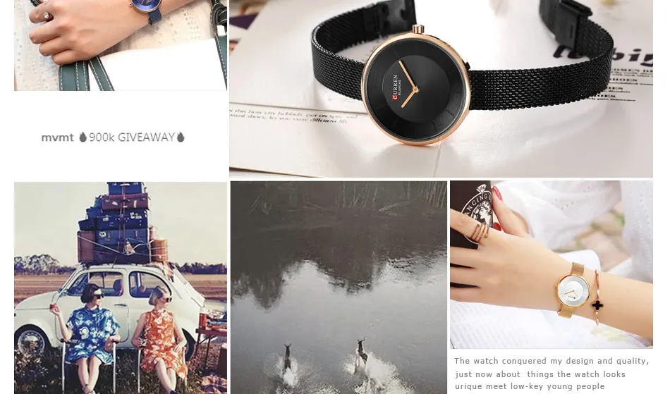 CURREN New Women Watches Top Brand Luxury Fashion Ladies Watch Quartz Stainless Steel Creative Woman WristWatch Relogio Feminino