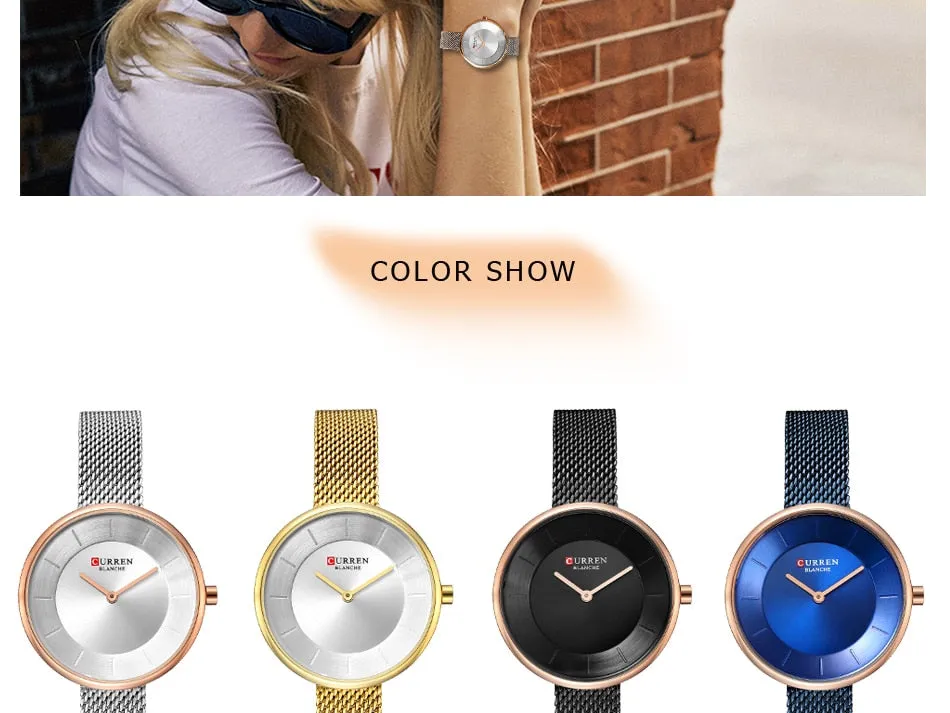 CURREN New Women Watches Top Brand Luxury Fashion Ladies Watch Quartz Stainless Steel Creative Woman WristWatch Relogio Feminino