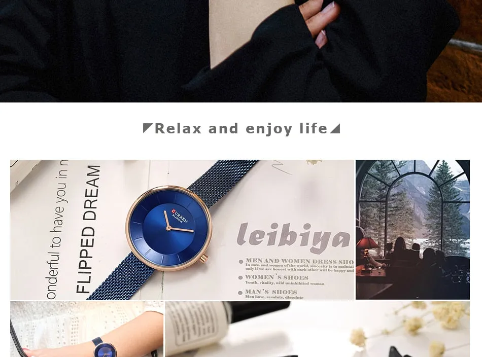 CURREN New Women Watches Top Brand Luxury Fashion Ladies Watch Quartz Stainless Steel Creative Woman WristWatch Relogio Feminino