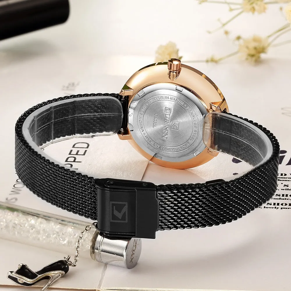 CURREN New Women Watches Top Brand Luxury Fashion Ladies Watch Quartz Stainless Steel Creative Woman WristWatch Relogio Feminino