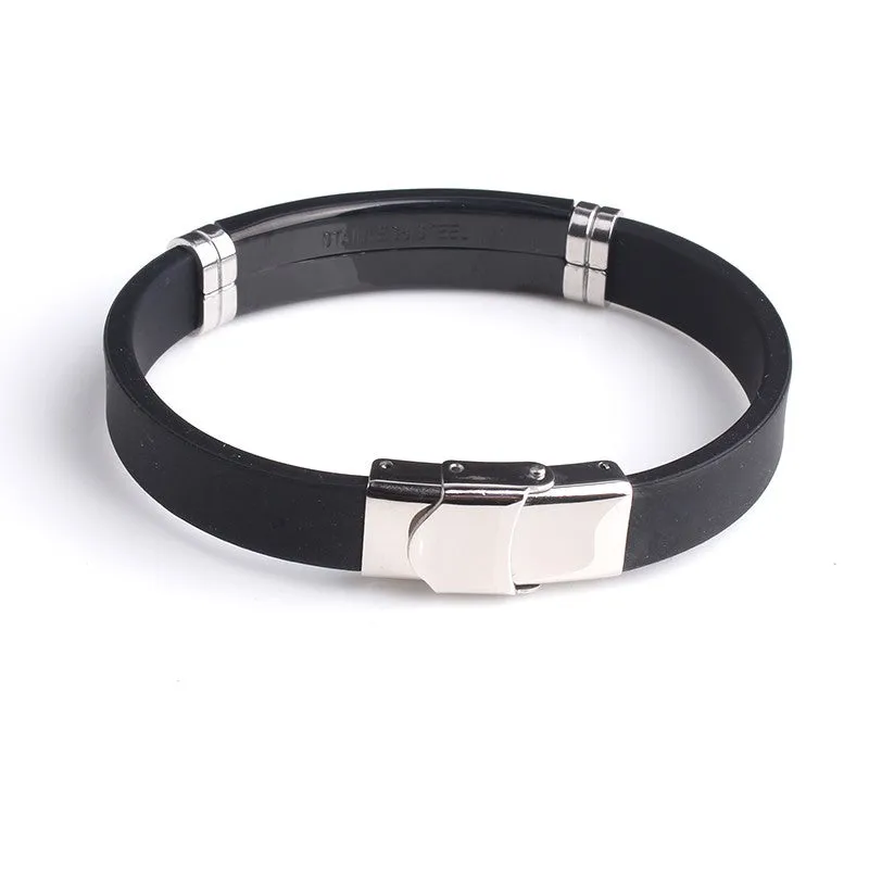 Custom Silicone Bangle Engravable Stainless-Steel Bracelet