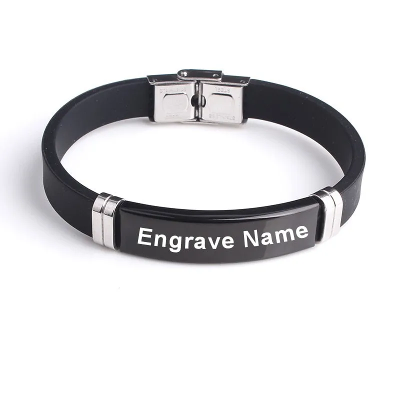 Custom Silicone Bangle Engravable Stainless-Steel Bracelet