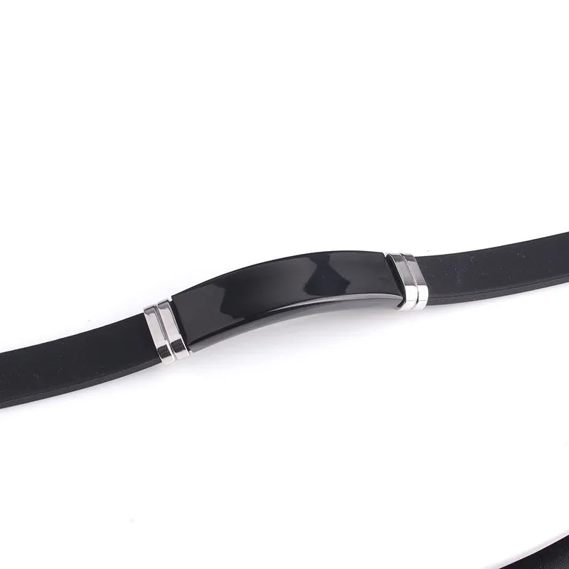 Custom Silicone Bangle Engravable Stainless-Steel Bracelet