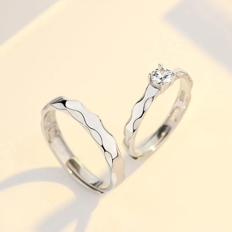 Customized Wave Pattern Ring Personalized Cut Surface Opening Adjustable Ring