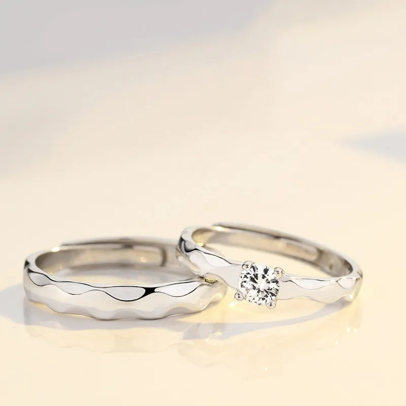 Customized Wave Pattern Ring Personalized Cut Surface Opening Adjustable Ring