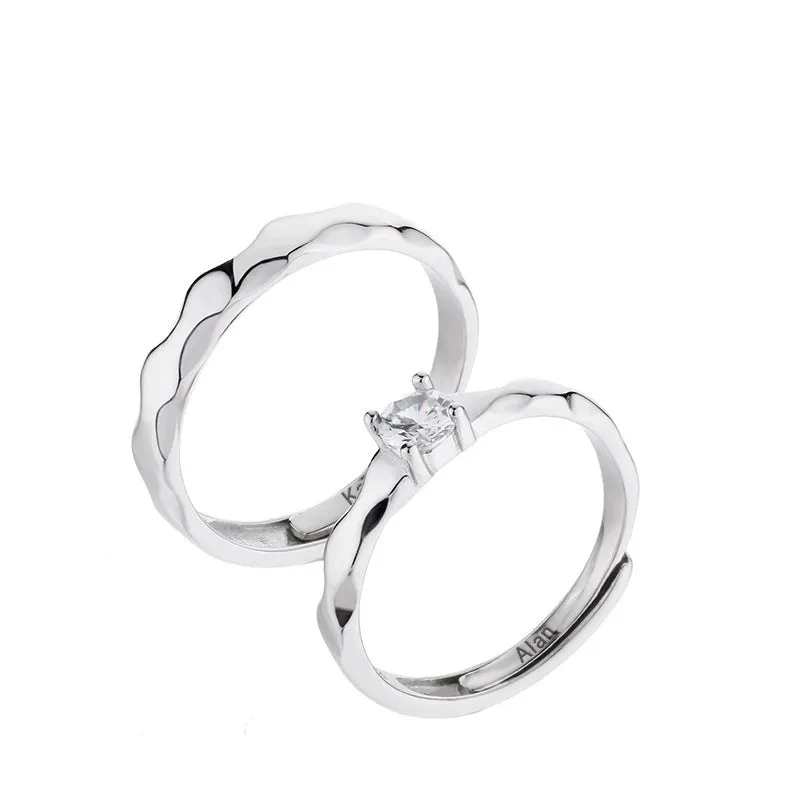 Customized Wave Pattern Ring Personalized Cut Surface Opening Adjustable Ring