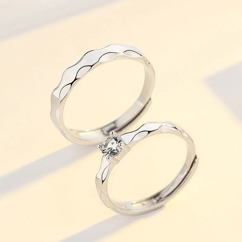 Customized Wave Pattern Ring Personalized Cut Surface Opening Adjustable Ring